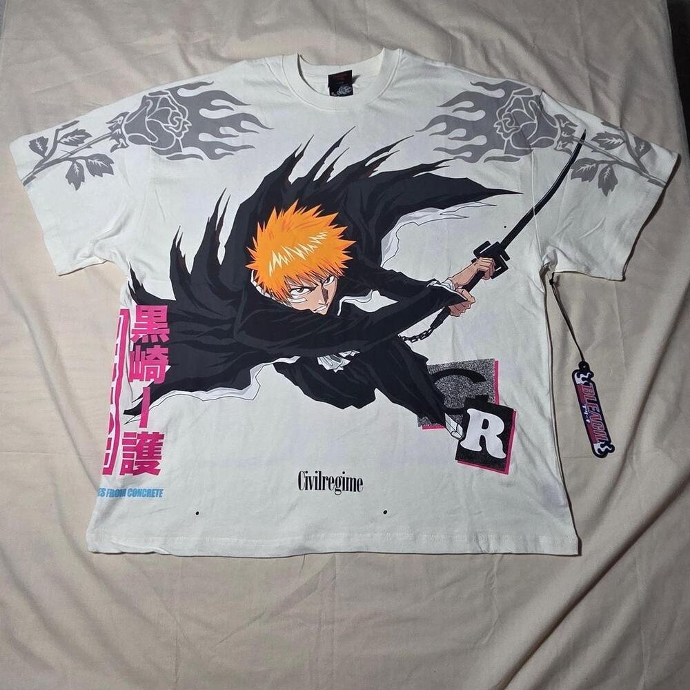 Civilregime X Bleach Ichigo Bankai Anime T Shirt White Size Small NWT